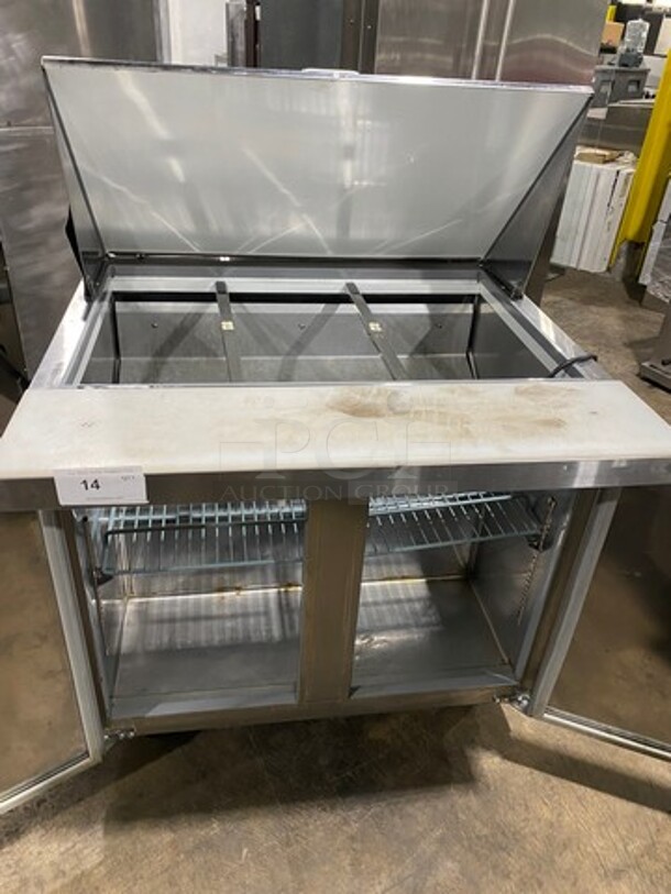 Universal Coolers Commercial Refrigerated Sandwich Prep Table! With 2 Door Storage Space Underneath! With Poly Coated Rack! All Stainless Steel! On Casters! - Image 5 of 10