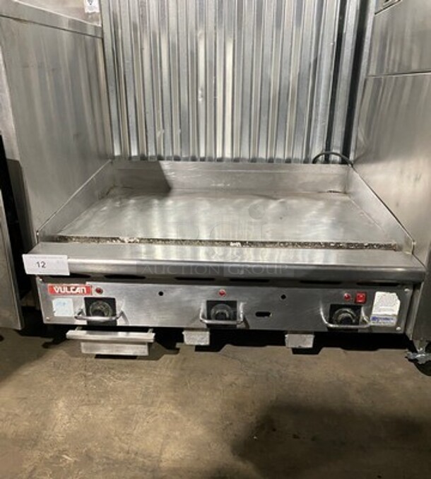 Vulcan Hart Commercial Countertop Gas Powered Flat Top Griddle! With Back And Side Splashes! All Stainless Steel! On Legs! Model: 36RRG SN: 650059108 - Image 1 of 11