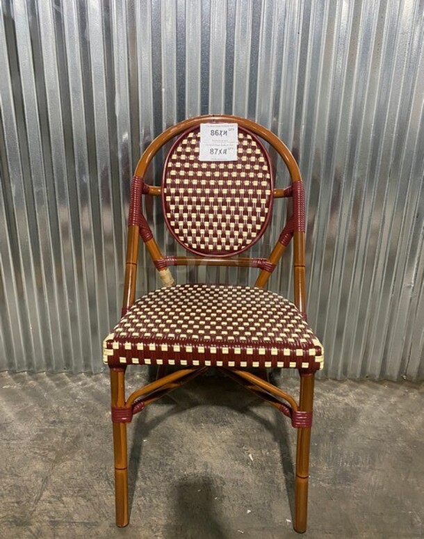 NEW! Nice Aluminum Bamboo Patio Dinning Side Chair In Red! 4x Your Bid! - Image 1 of 7