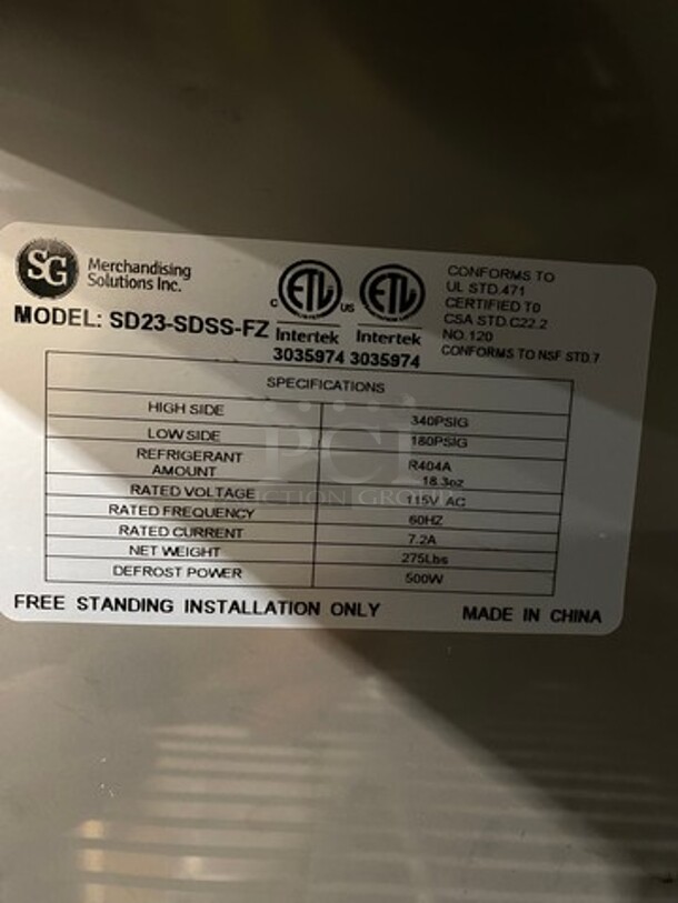 SG Single Door Reach In Freezer! With Poly Coated Racks! All Stainless Steel! Model: SD23SDSSFZ 115V! Powers On But Does Not Get Down To Temp! - Image 7 of 10