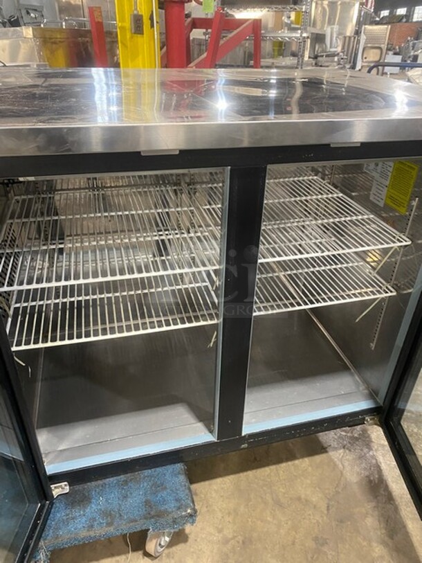 LATE MODEL! 2016 Central Commercial Refrigerated Bar Back Cooler! With 2 Glass Doors! All Stainless Steel! With Poly Coated Racks! 115V 1 Phase! Model 69K106 Serial 5165806! Working When Removed! - Image 6 of 9