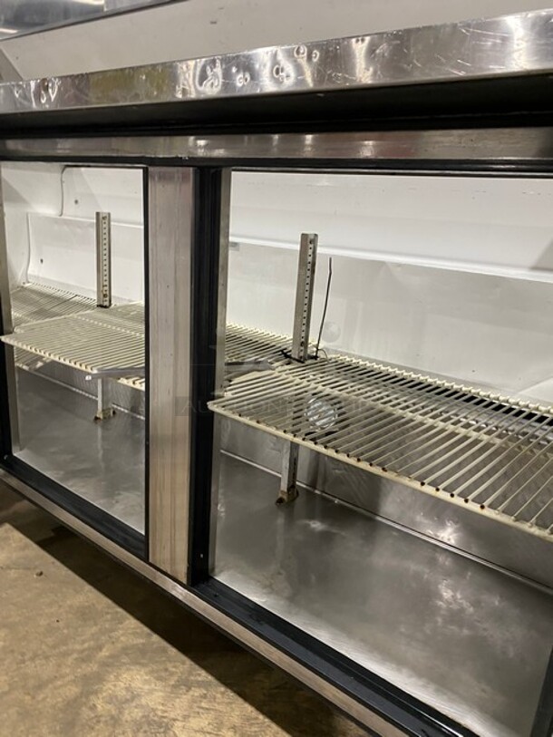 True Commercial Refrigerated Sandwich Prep Table! With 3 Door Storage Space Underneath! All Stainless Steel! On Casters! Model: TSSU7218 SN:14411039 115V 1PH - Image 6 of 9