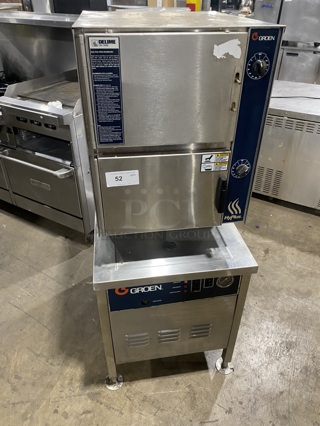 Groen Commercial Natural Gas Powered Dual Cabinet Steamer! All Stainless Steel! On Legs! MODEL: HY-6SG SN:72363 120V!