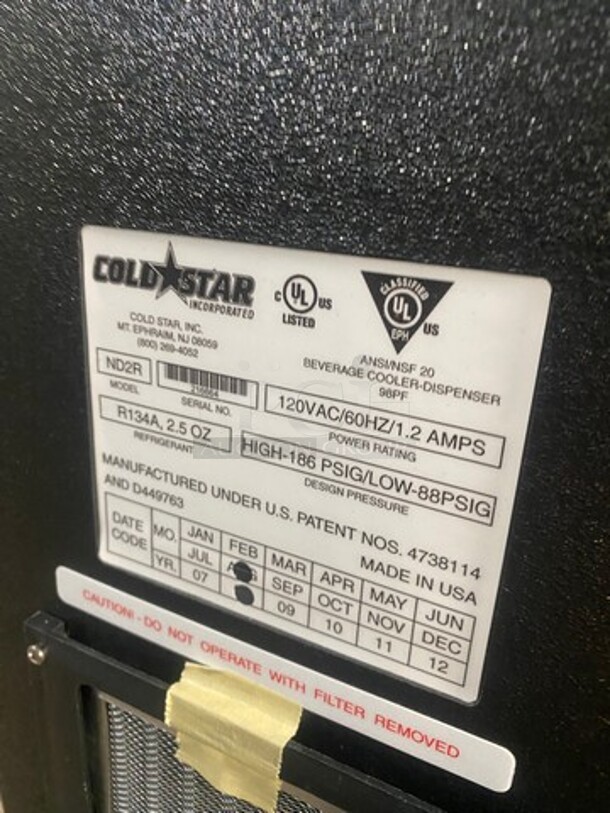 NEW! IN THE BOX! Cold Star Commercial Countertop Refrigerated Creamer/ Milk Dispenser! Model: ND2R SN: 216664 120V - Image 8 of 9
