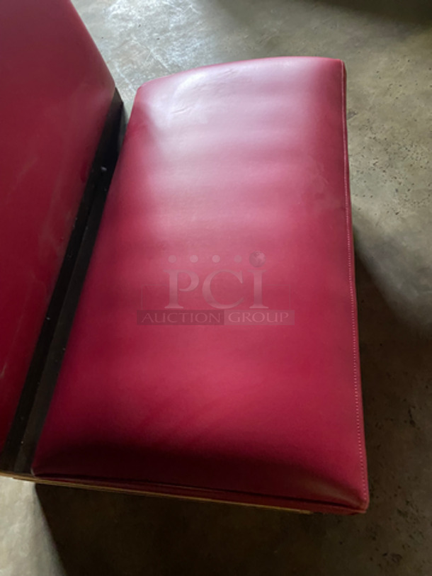 NEW! Single Sided Red Cushioned Booth Seat! With Wooden Outline! Perfect For Up Against The Wall! Can Be Connected To Any Of The Booths Listed! - Image 5 of 7