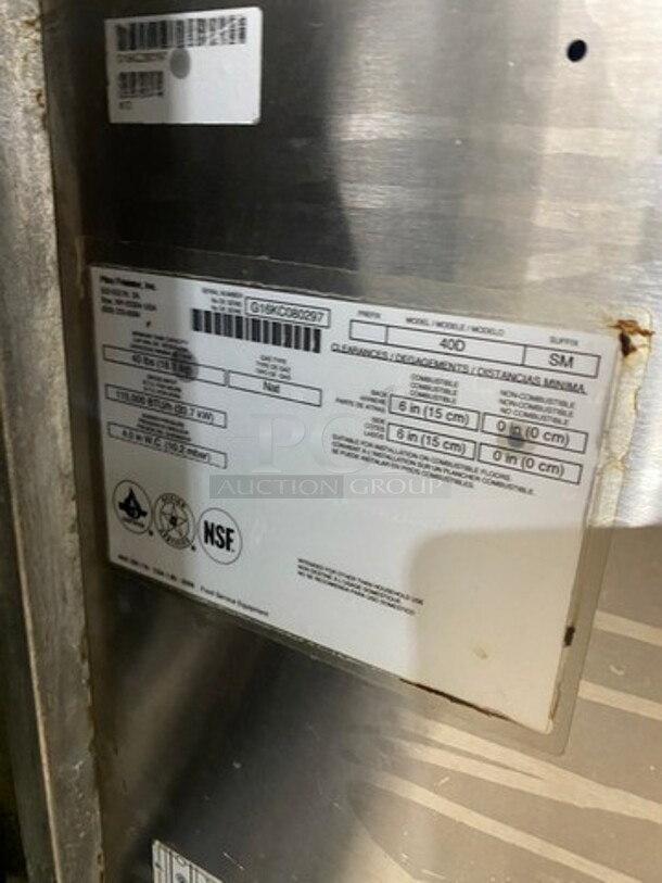 2016 Pitco Commercial Natural Gas Powered 40 LBS Deep Fat Fryer! With BacK Splash! Stainless Steel! On Legs! MODEL 40D SN:G16KC0297  - Image 7 of 8