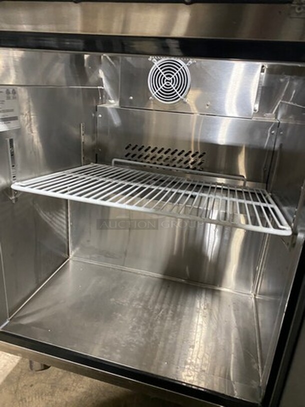 Atosa Commercial Refrigerated Sandwich Prep Table! With Commercial Cutting Board! With Single Door Storage Space! Poly Coated Rack! All Stainless Steel! On Casters! Model: MSF8301 SN: MSF830104216101500C40036 115V 60HZ 1 Phase - Image 6 of 10
