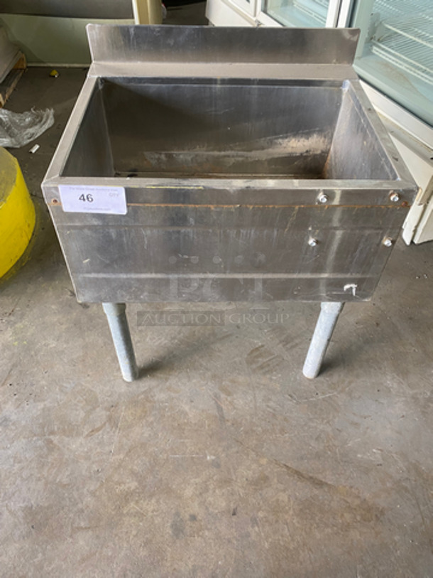 Commercial Ice Bin! With Drain! With Back Splash! All Stainless Steel! On Legs!