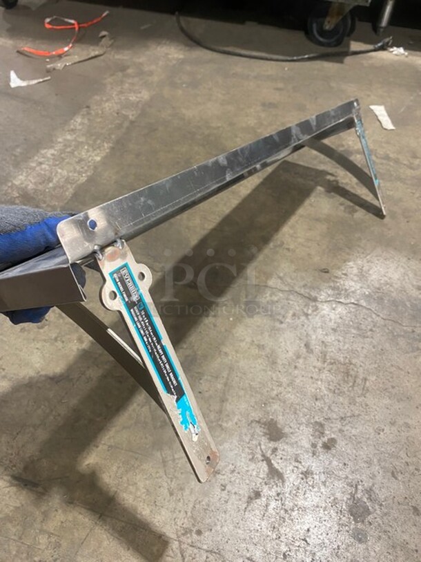 All Stainless Steel! Wall Mounted Commercial Shelf With Backsplash! - Image 3 of 4