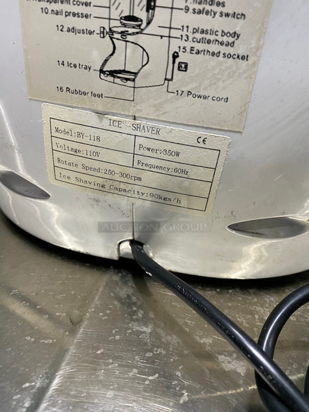 Well Commercial Countertop Ice Shaver Machine! Model: BY-118 110V 60HZ - Image 7 of 8