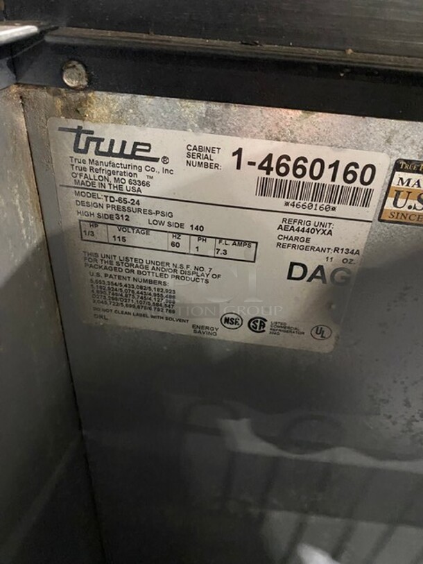True Commercial 2 Door Beer Bottle Cooler! With Stainless Steel Top! Model: TD6524 SN: 4660160 115V 60HZ 1 Phase - Image 8 of 9