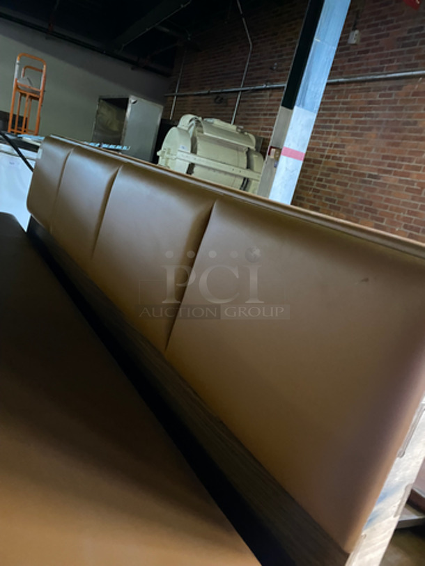 NEW! Single Sided Light Brown Cushioned Booth Seat! With Wooden Outline! Perfect For Up Against The Wall! Can Be Connected With Any Of The Booths Listed! - Image 6 of 7