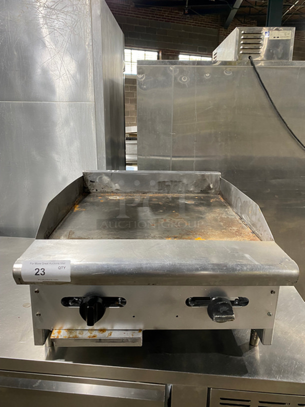 Commercial Countertop Natural Gas Powered Flat Top Griddle! With Side And Back Splashes! All Stainless Steel On Legs!