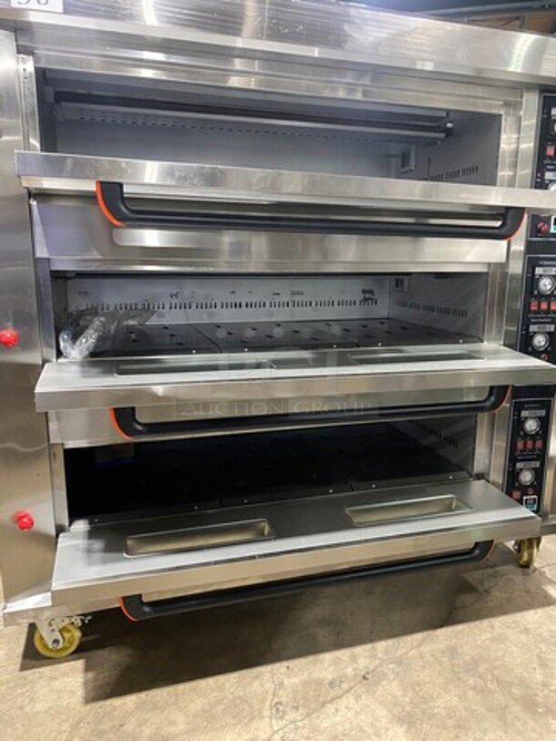 NEW! NEVER USED! OUT OF THE BOX! Astar Commercial Gas Powered Triple Deck Baking Oven! All Stainless Steel! On Casters! Model: HGB90Q - Image 6 of 12