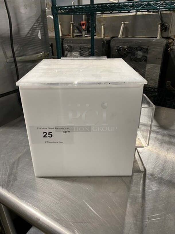 White Poly Multi-Purpose Container! With Clear Hinged Lid! With Side Cubbie! - Image 1 of 6