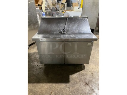 EQ Kitchen Line Commercial Refrigerated Sandwich Prep Table! With 2 Door Storage Space Underneath! Poly Coated Racks! All Stainless Steel! On Casters! Model: SCLM2-HC  115V