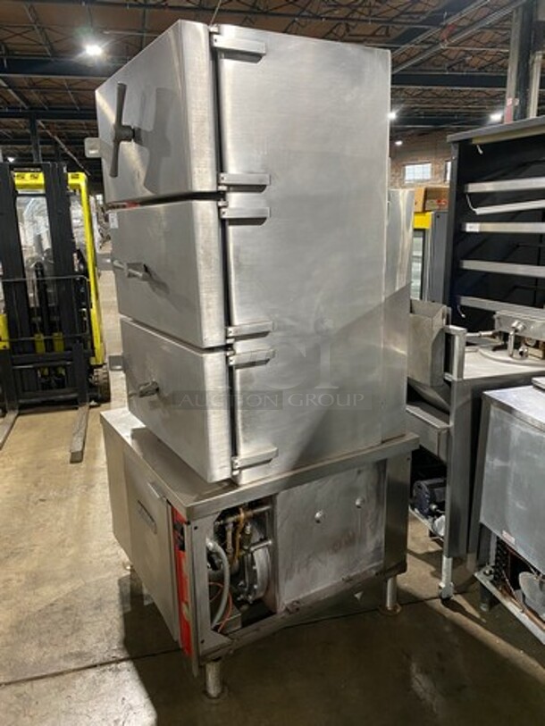 Vulcan Commercial Triple Deck Pressure Steam Cooker! All Stainless Steel! On Legs! Model: VHL3G SN: 271155958! 120V 60HZ 1 Phase!
 - Image 2 of 11