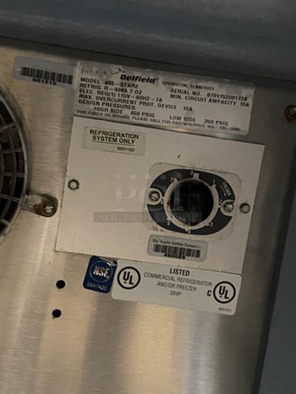 Delfield One Door Lowboy/Worktop Cooler! Model 406Star2 Serial 0701152D01728! 115V 1 Phase! On Casters! - Image 7 of 8