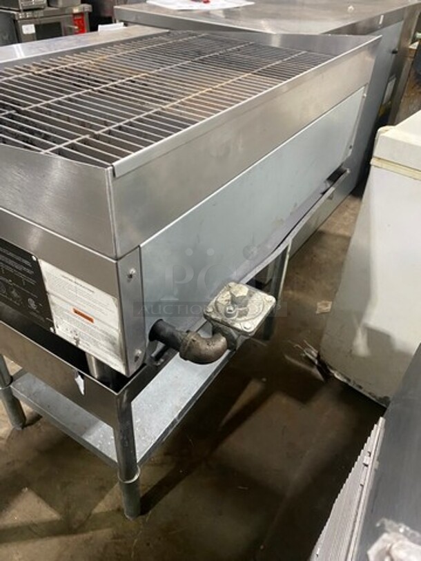 LATE MODEL! 2021 Spectrum Commercial Natural Gas Powered Char Broiler Grill! With Back And Side Splashes! On Small Legs! On Equipment Stand! With Storage Space Underneath! All Stainless Steel! On Legs! Model: NGCB36R SN: NGCB365040001116 - Image 4 of 10