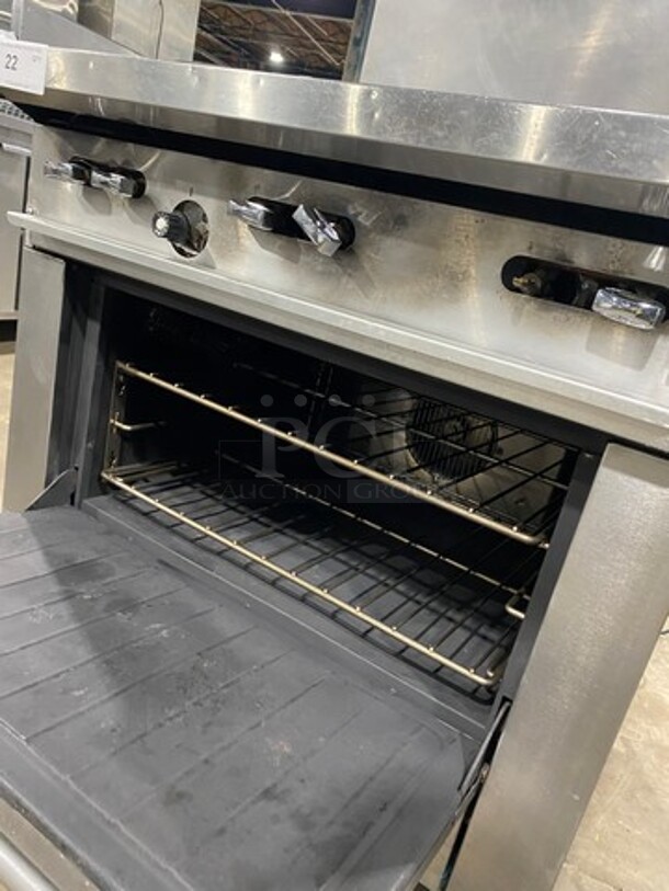 Garland Commercial Natural Gas Powered 6 Burner Stove! With Raised Back Splash! With Convection Oven Underneath! Metal Oven Rack! All Stainless Steel! On Casters! - Image 7 of 9