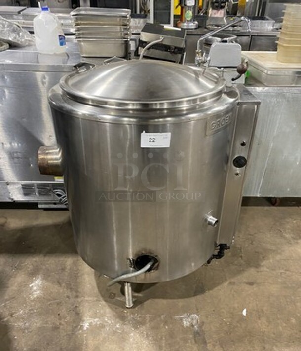 Groen Commercial Natural Gas Powered Jacketed Self-Contained Soup Kettle! All Stainless Steel! On Legs! Model: AH140 SN: 1380