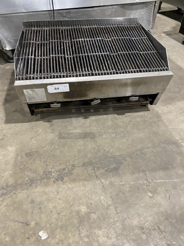 Rankin Delux Commercial Countertop Natural Gas Powered Char Broiler Grill! With Back And Side Splashes! All Stainless Steel! On Legs!