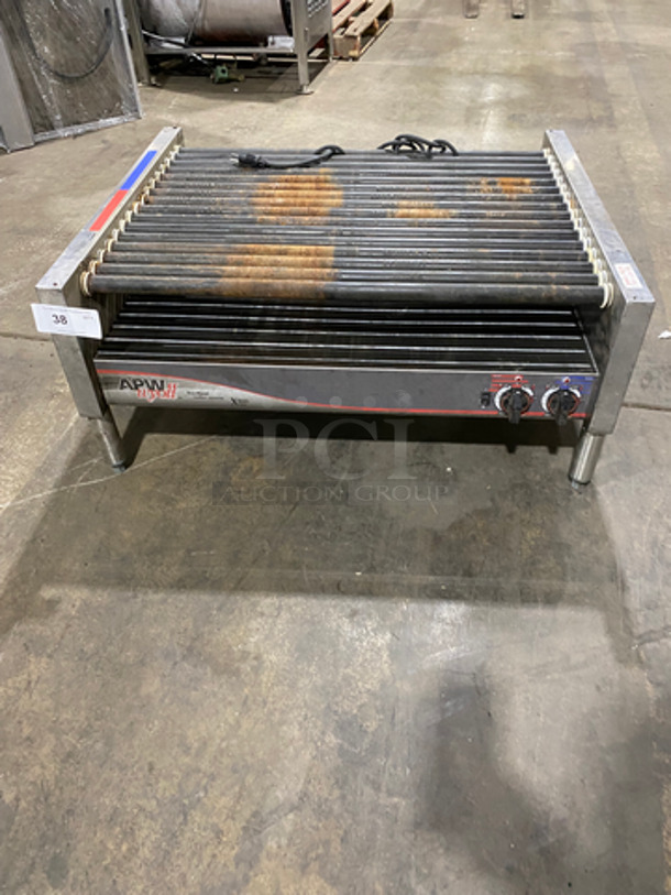APW Wyott Commercial Countertop Hot Dog Roller Grill! All Stainless Steel! On Legs! Model: HRS755T SN: 8179618040844 208/240V 60HZ 1 Phase