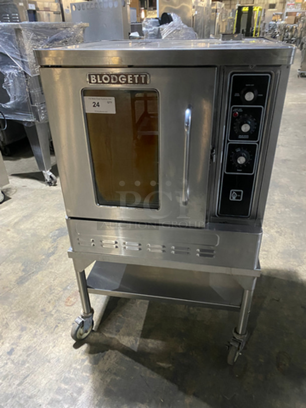 Blodgett Commercial Natural Gas Powered Convection Oven! With View Through Door! With Metal Oven Racks! On Equipment Stand! With Underneath Storage Space! All Stainless Steel! On Casters! 