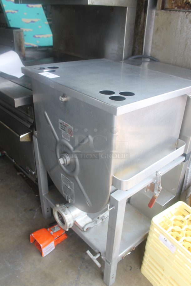 Hollymatic GMG 180A Metal Commercial Floor Style Meat Mixer Grinder w/ Pedal. 230 Volts, 3 Phase.  - Image 1 of 9