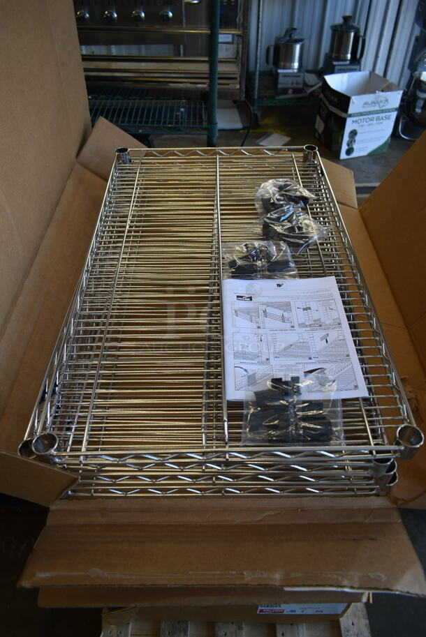 5 BRAND NEW BOXES OF 4 Metro 2136NS Chrome Finish Wire Shelves. 5 Times Your Bid!  - Image 1 of 6