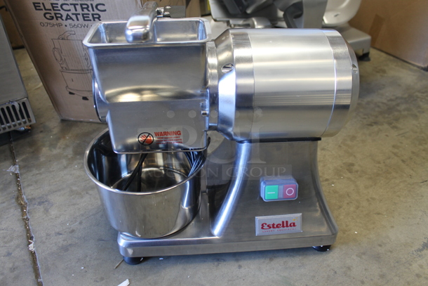 BRAND NEW SCRATCH AND DENT! Estella 348CG34 Stainless Steel Commercial Countertop Electric Powered Hard Cheese Grater. 120 Volts, 1 Phase. Tested and Working! - Image 1 of 5