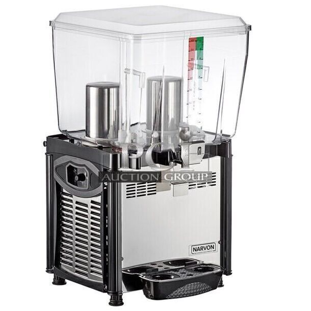 BRAND NEW IN BOX! Narvon MEGA 140S 378D10G1 Stainless Steel Commercial Single 10 Gallon Bowl Refrigerated Beverage Dispenser. 120 Volts, 1 Phase. Tested and Working! Stock Picture Used For Gallery Picture. - Image 1 of 4