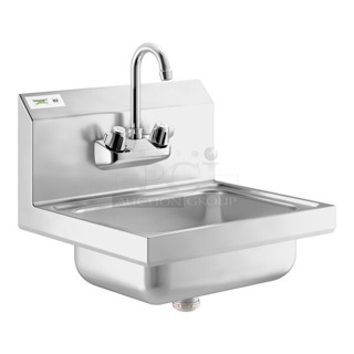 BRAND NEW SCRATCH AND DENT! Regency 600HS17 17" x 15" Wall Mounted Hand Sink with Gooseneck Faucet