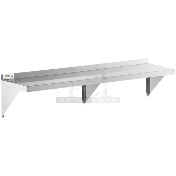 BRAND NEW SCRATCH AND DENT! Regency 600WS1260HD 16 Gauge Stainless Steel 12" x 60" Heavy Duty Solid Wall Shelf - Image 1 of 2