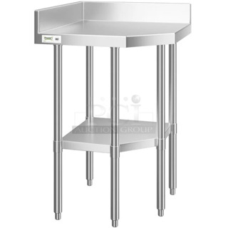 BRAND NEW SCRATCH AND DENT! Regency 600TSC2424S 24" x 24" 16 Gauge Stainless Steel Corner Work Table