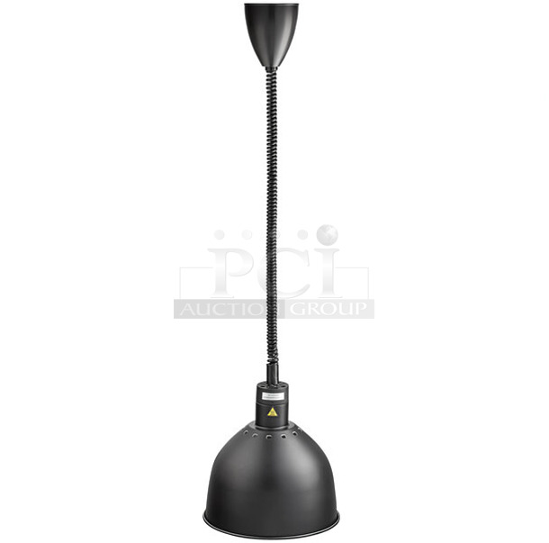 3 BRAND NEW SCRATCH AND DENT! ServIt 423HLR85BK Retractable Cord Ceiling Mount Heat Lamp with Modern Black Finish Round Dome Shade. 120 Volts, 1 Phase. 3 Times Your Bid! - Image 1 of 6