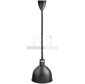3 BRAND NEW SCRATCH AND DENT! ServIt 423HLR85BK Retractable Cord Ceiling Mount Heat Lamp with Modern Black Finish Round Dome Shade. 120 Volts, 1 Phase. 3 Times Your Bid!