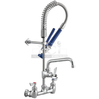 BRAND NEW SCRATCH AND DENT! Waterloo 750PRWL88 1.15 GPM Low Profile Wall-Mounted Pre-Rinse Faucet with 8" Centers and 8" Add-On Faucet
