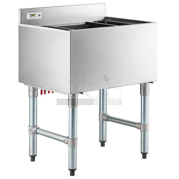 BRAND NEW SCRATCH AND DENT! Regency 600IB1824CP 18" x 24" Underbar Ice Bin with 7 Circuit Post-Mix Cold Plate and Bottle Holders - 51 lb. - Image 1 of 7