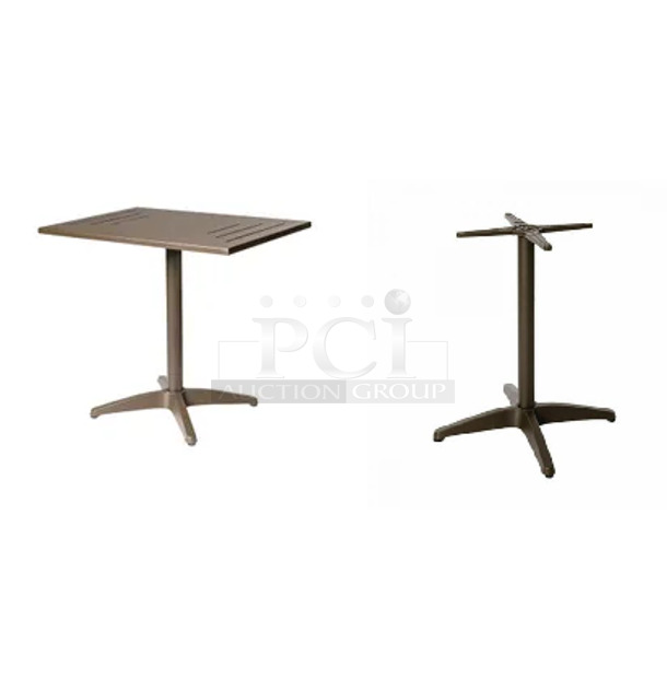 PALLET LOT of 34 BRAND NEW IN BOX! BFM Seating Items; 4 PHH3636BZ-TOP Hampton Outdoor Patio Tabletop, 36" x 36", Aluminum Frame, Bronze Finish; No Base. 30 PHHTB-BZ Hampton Table Base, Dining Height, Cross Base, Powder Coated Aluminum, Bronze Finish. 34 Times Your Bid! - Image 1 of 6