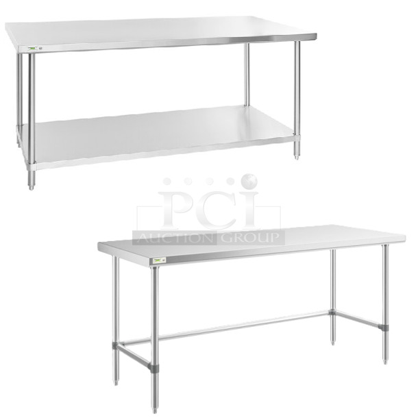 3 BRAND NEW SCRATCH AND DENT! Items; 2 Regency 600TS3672S 36" x 72" 16 Gauge Stainless Steel Commercial Work Table with Undershelf and 1 Regency 600WT30X72SS 30" x 72" 16 Gauge 304 Stainless Steel Commercial Open Base Work Table. 3 Times Your Bid! May Be Missing Pieces.  - Image 1 of 5