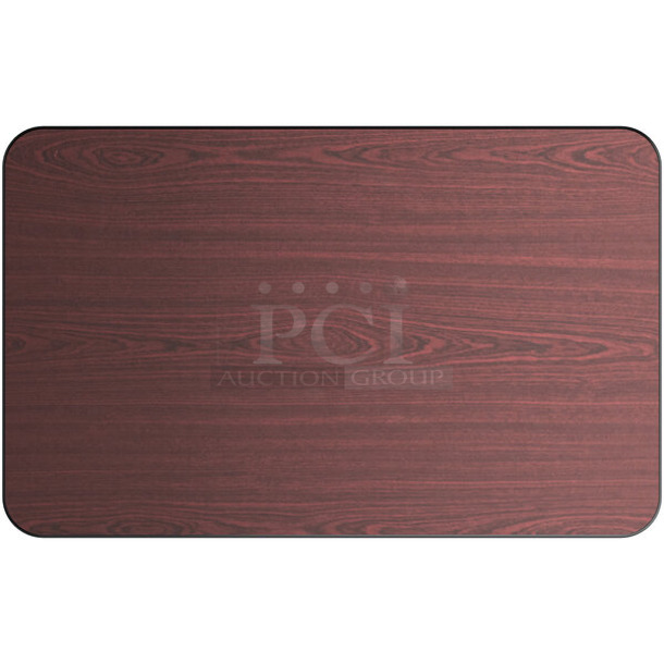 2 BRAND NEW SCRATCH AND DENT! Lancaster Table & Seating 3493048TCB 30" x 48" Laminated Rectangular Table Top Reversible Cherry / Black. 2 Times Your Bid! - Image 1 of 3