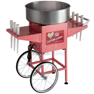 BRAND NEW SCRATCH AND DENT! 2023 Carnival King 382CCM21CT Cotton Candy Machine with 21" Stainless Steel Bowl and Cart. 110 Volts, 1 Phase. 