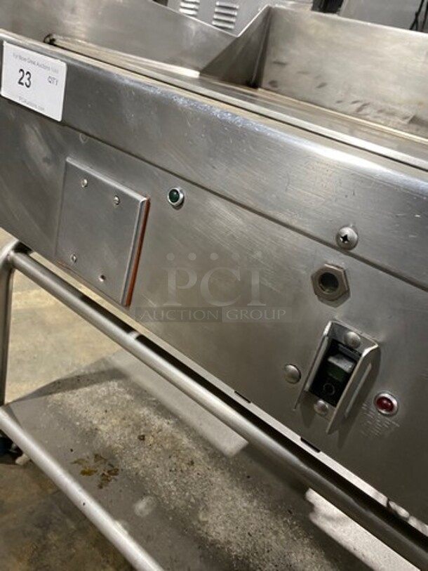 Woodstone Commercial Natural Gas Powered Flat Griddle! With Split Top! With Back & Side Splashes! On Equipment Stand! With Storage Space Underneath! All Stainless Steel! On Casters! - Image 9 of 10