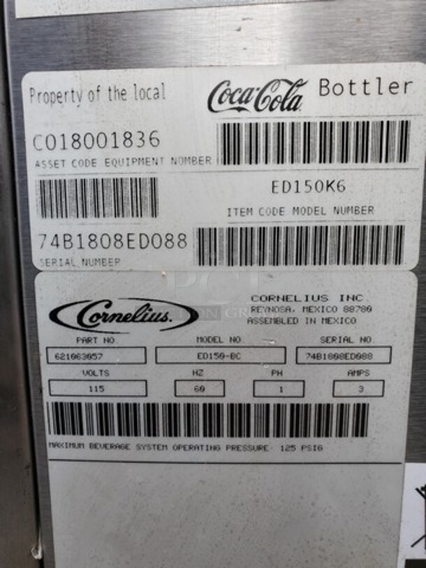 CONELIUS COCACOLA 6-flavor Counter Electric Soda Fountain Dispenser System - Image 4 of 6