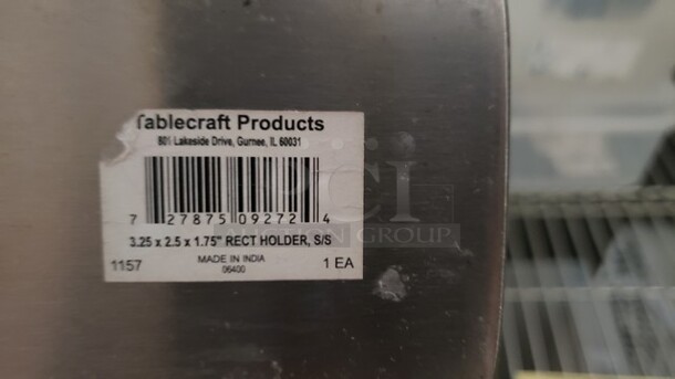 Lot of 3 Tablecraft Rectangular Stainless Steel Sugar Packet Holders - Image 2 of 2