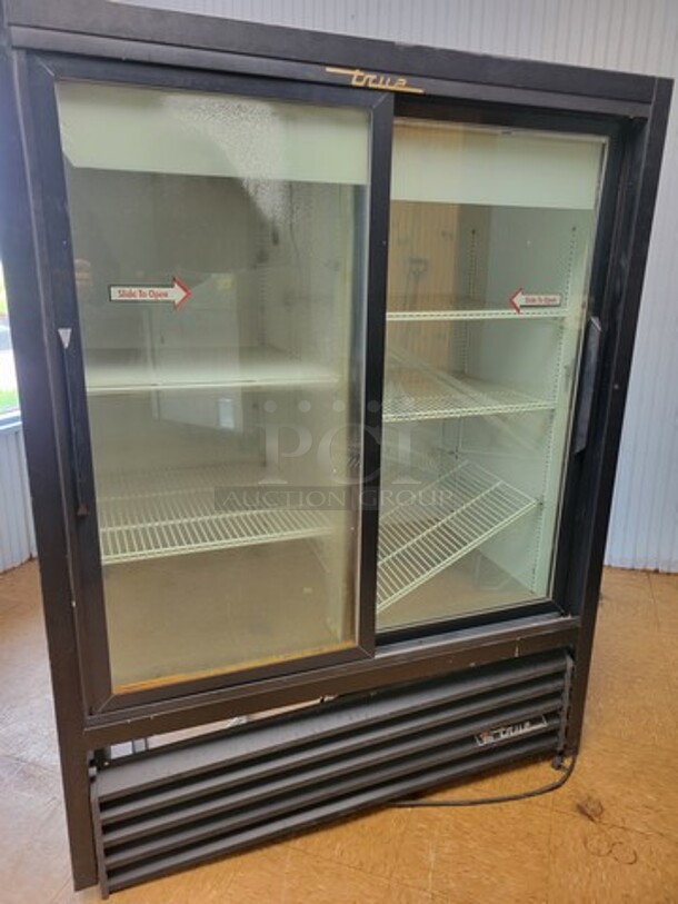True GDM-41C 2-Glass Sliding Door Merchandiser Refrigerator!