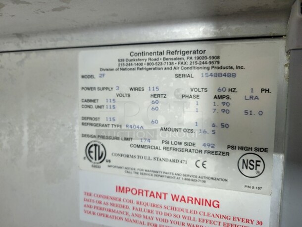 Continental Solid Door Reach-In Freezer!  - Image 5 of 8