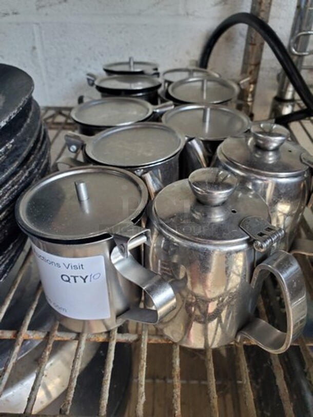 ALL ONE MONEY Lot of 10 Stainless Steel Creamer Dispenser with Handle, 10oz - Image 2 of 4