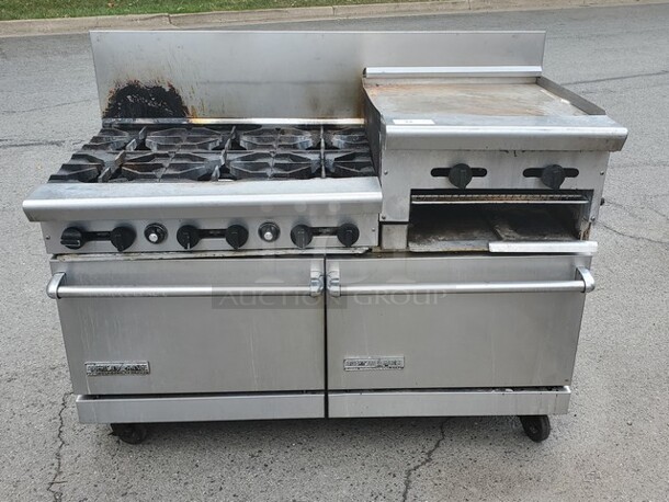 American Range 60" 6 Burner Gas Range w/ 24" Griddle & Broiler, Natural Gas - Image 1 of 6